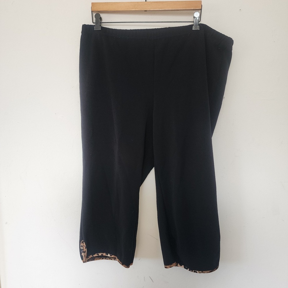 Vintage Y2K Zoey Beth Black Animal Print Capri Pants 3X Made in USA - Picture 5 of 7